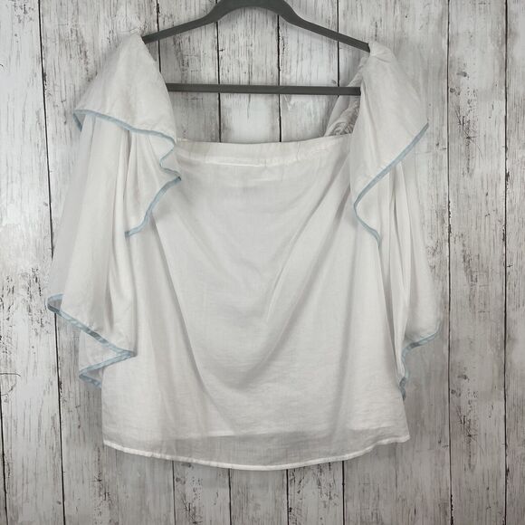 1 State Top Large White Blouse Classic Ruffle Bell Sleeve Coquette Flowy Girly - Picture 1 of 11